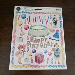 1997 Vintage Mrs. Grossman's “Happy Birthday” 40 Stickers + 31" border die-cut